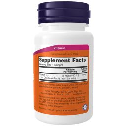 Now Vitamin D-3 (400 IU),  180 softgels  Unflavoured  image 2