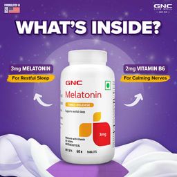 GNC Melatonin 3 mg Supports Restful Sleep Times Release,  60 tablet(s)  Unflavoured  image 2