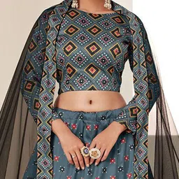 ODETTE Printed Semi-Stitched Lehenga & Unstitched Blouse With Dupatta image 2