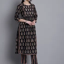 Rajnandini Ethnic Motifs Printed Pure Cotton Kurta & Trousers With Dupatta image 4