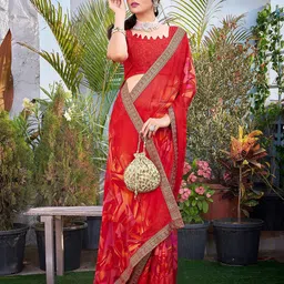 KALINI Geometric Printed Sequinned Saree image 4