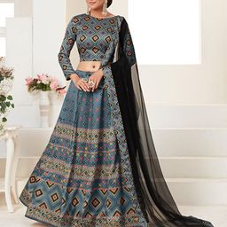 ODETTE Printed Semi-Stitched Lehenga & Unstitched Blouse With Dupatta image 4