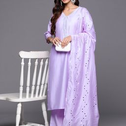 Libas Ethnic Motifs Yoke Design Regular Sequinned Kurta with Trousers & Dupatta image 1