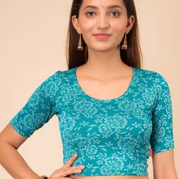 Bindigasm's Advi Floral Woven Design Jacquard Stretchable Saree Blouse-image-66