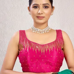KALINI Sequinned Fully Stitched Padded Saree Blouse-image-18