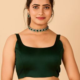flaher Round Neck Satin Readymade Saree Blouse-20