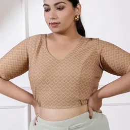Amydus Plus Size Printed Slip-On Readymade Saree Blouse-image-19