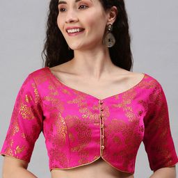 flaher Woven Design Readymade Jacquard Saree Blouse-picture-44
