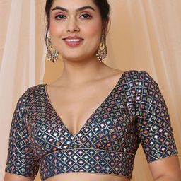 SALWAR STUDIO Embroidered Readymade Saree Blouse-46