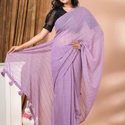 MAHALASA Striped Pure Chiffon Saree-image-43