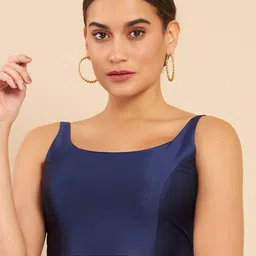 Soch Navy Blue Solid Silk Saree Blouse-image-18