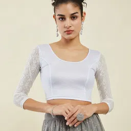 Soch U-Neck Cotton Saree Blouse-picture-37