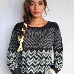 Chidiyaa Women Black Block Printed Top Blouse-picture-14