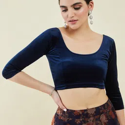 Soch Velvet Princess Cut Saree Blouse-image-63