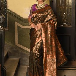 Anouk Ethnic Motif Woven Design Zari Art Silk Saree-image-98