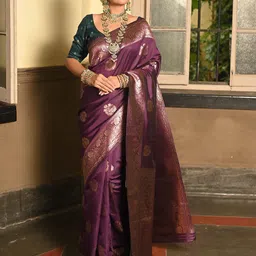 Anouk Ethnic Motif Woven Design Zari Art Silk Banarasi Saree-picture-37