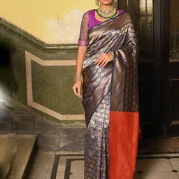 Anouk Ethnic Motif Woven Design Zari Art Silk Banarasi Saree-image-42