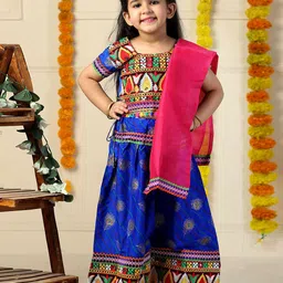 ahhaaaa Girls Embroidered Mirror Work Ready to Wear Lehenga & Blouse With Dupatta-image-62