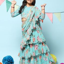 Biba Girls Printed Ready to Wear Lehenga & Blouse With Dupatta-picture-36