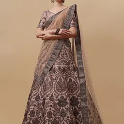 SAPTRANGI Printed Semi-Stitched Lehenga & Unstitched Blouse With Dupatta-picture-46