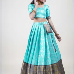 Fabcartz Woven Design Semi Stitched Lehenga & Unstitched Blouse With Dupatta-picture-48