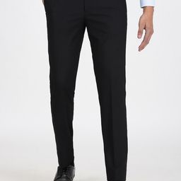 JADE BLUE Men Slim Fit Mid-Rise Cotton Formal Trousers-image-47