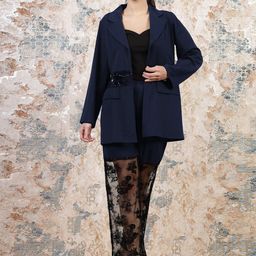 Athena Self Design Notched Lapel Collar Blazer With Trousers-0