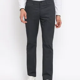 Cantabil Men Black Self Design Cotton Regular Fit Trouser-image-16