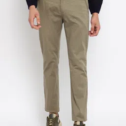 Cantabil Men Olive Green Self Design Cotton Regular Fit Trouser-image-21