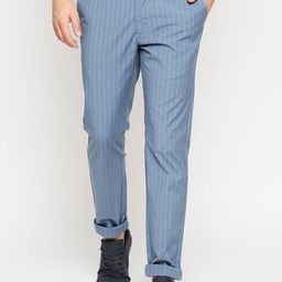Basics Men Striped Skinny Fit Low-Rise Regular Trousers-image-10