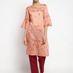 AURELIA Women Peach-Coloured Ethnic Motifs Printed Kurta with Trouser-picture-21