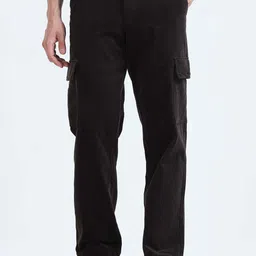 Tailoraedge Men Relaxed Loose Fit Mid-Rise Cotton Cargos Trousers-picture-2