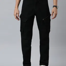 CINOCCI Men Relaxed Straight Fit Mid-Rise Cargos Trousers-picture-30