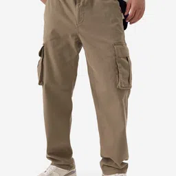 The Souled Store Men Straight Fit Cargos Trousers-image-56