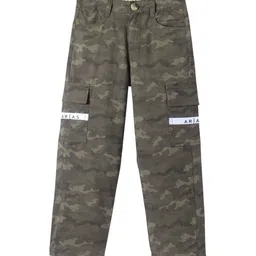 ARIAS By LARA DUTTA Boys Camouflage Printed Cotton Cargos Trousers-image-69