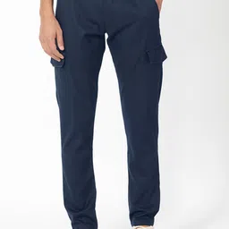 RARE RABBIT Men Curo Slim Fit Mid-Rise Plain Cotton Cargo Trouser-image-3