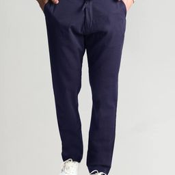 Dream of Glory Inc Men Navy Blue Straight Leg Chinos Trousers-image-40