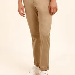 Andamen Men Ultra Regular Fit Mid-Rise Cotton Chinos Trousers-image-46
