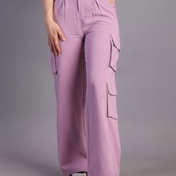 HIGH BUY Women Relaxed Loose Fit High-Rise Pleated Cargos-image-95