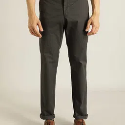 Indian Terrain Men Brooklyn Mid Rise Plain Slim Fit Chinos Trousers-image-10