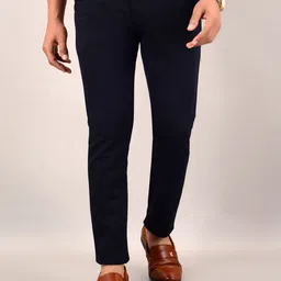 VILLAIN Men Smart Slim Fit Wrinkle Free Cotton Chinos Trousers-image-75