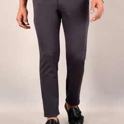 VILLAIN Men Smart Slim Fit Wrinkle Free Cotton Chinos Trousers-image-78