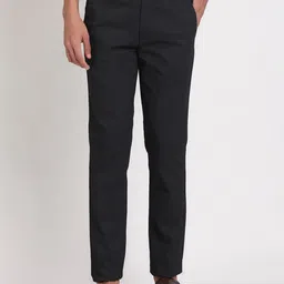 Turtle Men Mid-Rise Textured Smart Tapered Fit Chinos Trousers-image-24