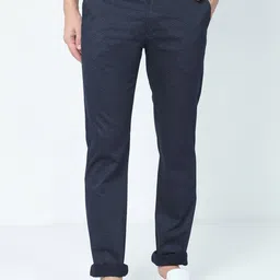 CP BRO Men Navy Blue Classic Slim Fit Cotton Trousers-image-97