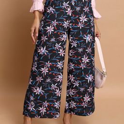 KETCH Women Floral Printed Mid-Rise Flared Parallel Trousers-image-43