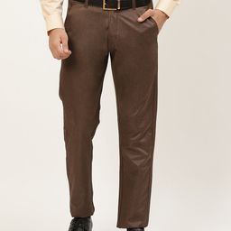 SOJANYA Men Brown Solid Formal Trousers-picture-3