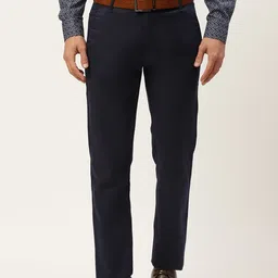 SOJANYA Men Navy Blue Solid Formal Trousers-image-74