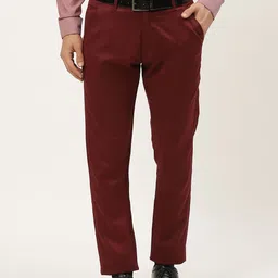 SOJANYA Men Burgundy Smart Fit Formal Trousers-image-42