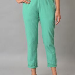 AURELIA Women Plus Size Regular Fit Cropped Cigarette Trousers-28