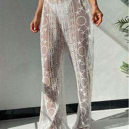 Addery Embroidered Mesh Sarong Trousers-image-34